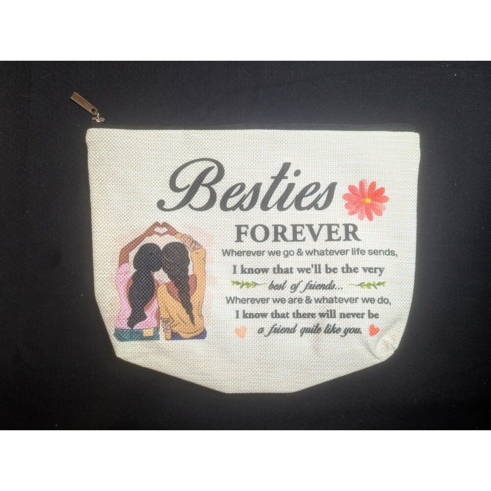 Gifts for Best Friends Makeup Cosmetic Travel Bag Besties Forever Bag